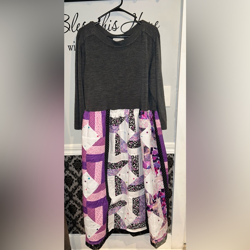 Chic Upcycled Patchwork Maxi Dress - Picture 3 of 5
